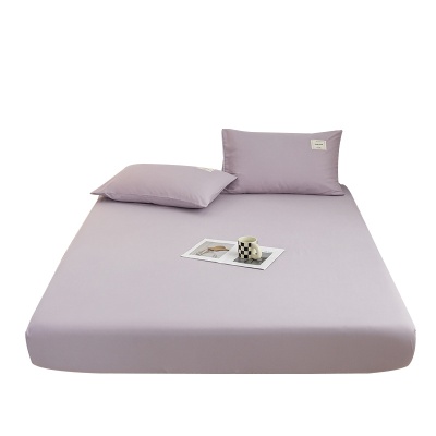 新款纯色磨毛床笠ins风宿舍床罩单件保护套枕套雅棉斜纹床垫套紫