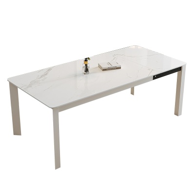 桐语特现代简约岩板伸缩折叠餐桌组合家用小户型长方形奶油风餐桌