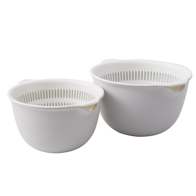 T双层塑料沥水篮洗菜盆家居厨房洗米水果收纳篮果盘洗菜篮