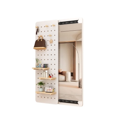 入户穿衣镜全身壁挂贴上墙木隐藏家用挂墙玄关试衣洞洞板推拉镜子