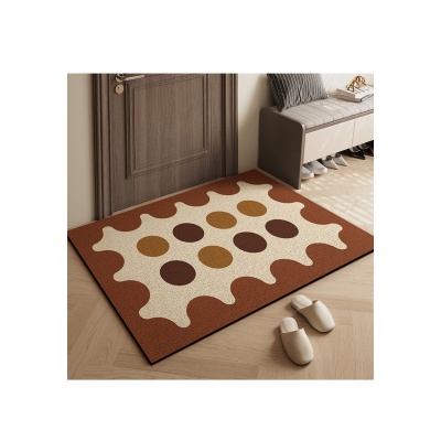 入户地垫门口耐脏易打理丝圈地垫美拉德风玄关进门防滑垫厂家直供