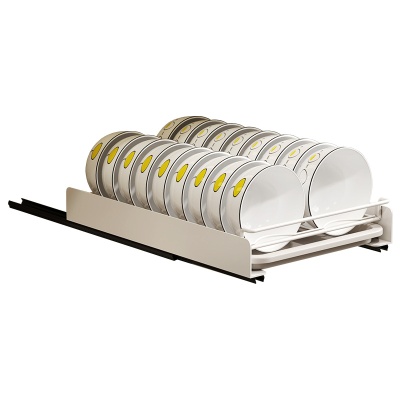 厨房抽拉碗碟收纳架橱柜免打孔碗盘拉篮抽屉式碗架盘子沥水置物架