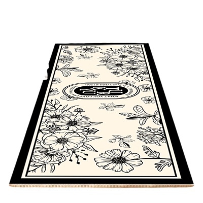 法式小香风水晶绒地毯家用卧室隔音床边毯长条吸水防滑阳台飘窗毯