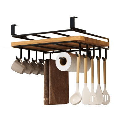 免打孔厨房置物架橱柜吊柜下挂架不锈钢砧板架锅盖纸巾菜板收纳架