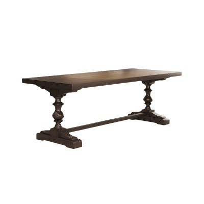 倚天美式复古实木餐桌家用高级感小户型长方形饭桌客厅长桌洽谈桌