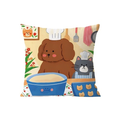 北欧多巴胺可爱卡通简约抱枕沙发客厅样板房绒面腰枕套靠枕靠垫