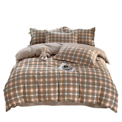 日式全棉无印风磨毛床上四件套学生宿舍纯棉床单被套三件套代批发