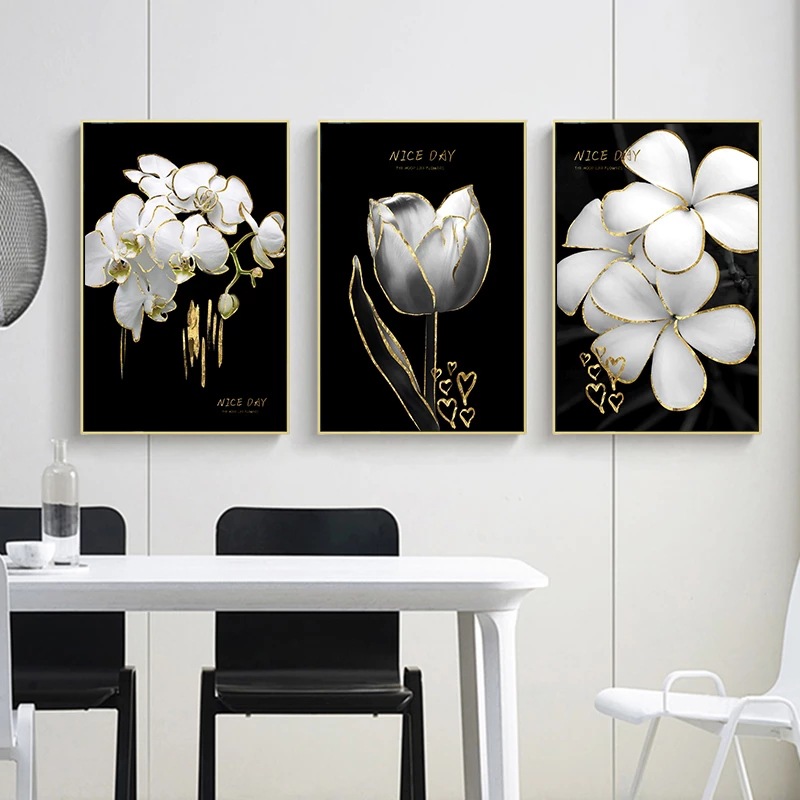 Black-White-Flowers-Poster-Gol