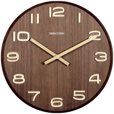 曲木挂钟:挪威森林数字款  静音曲木挂钟中国风潮新款家居饰品钟
