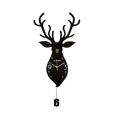 北欧鹿头钟表挂钟客厅家用创意时尚个性挂表现代装饰挂墙网红时钟