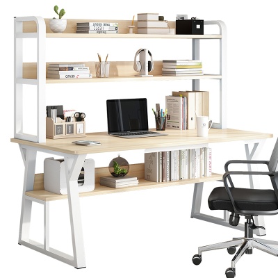 台式电脑桌家用学生卧室简易书架一体式学习写字书桌出租屋办公桌