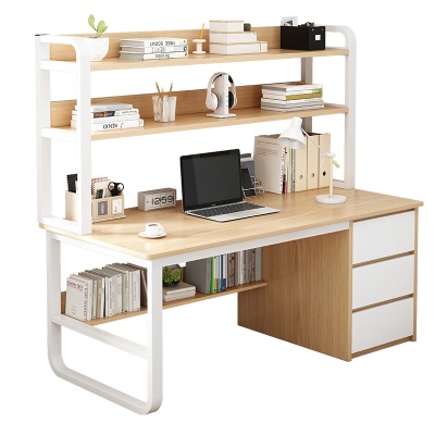 电脑桌家用现代简约书架一体书桌学生卧室桌子出租屋多功能办公桌