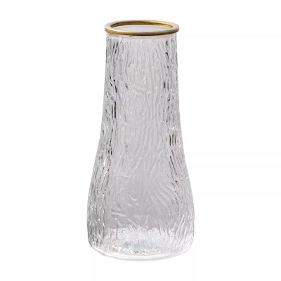 代发包邮透明锥桶花瓶竖条纹ins风鲜花水养插花瓶高级感玻璃摆件