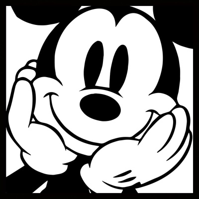 黑白米奇装饰画无框画油画布相框油画高级感客厅挂画k画廊清库存