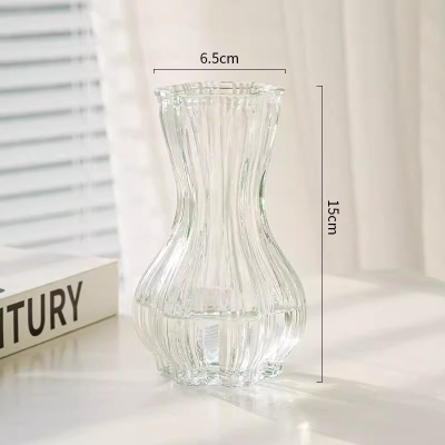 创意玻璃花瓶网红高级感水养鲜花玫瑰插花瓶餐桌客厅桌面冰川摆件