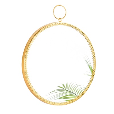 北欧金属铁艺浴室镜 卫生间壁挂镜ins梳妆镜装饰镜试衣镜几何圆镜