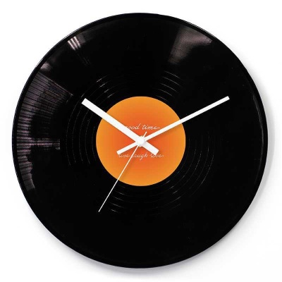 一件代发落日黑胶唱片挂钟高档摆件复古钟表支架DIY表咖啡厅客厅