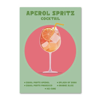 北欧复古彩色鸡尾酒海报装饰画挂画帆布画壁画高清喷绘装饰画画芯