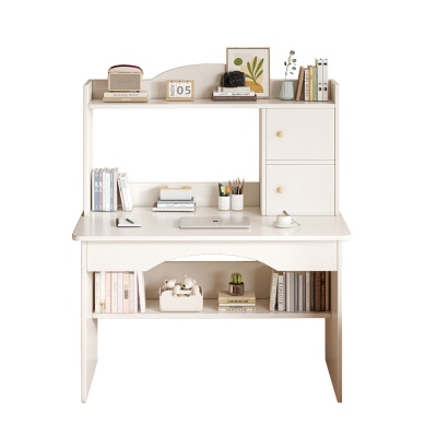 电脑桌台式家用学生学习写字书架一体桌卧室床边桌书房书桌办公桌