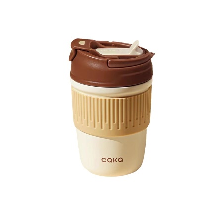 CAKA茶卡陶瓷内胆保温杯女士咖啡随行吸管杯高颜值便携不锈钢水杯