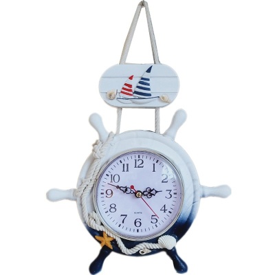 地中海钟表海洋风客厅高级感现代简约时钟免打孔静音挂墙家用挂钟