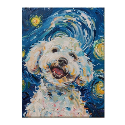 盈浩无框小红书卡通小狗猫油画效果喷绘卡通宠物卧室装饰画批发