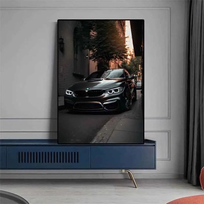 跑车汽车主题帆布海报无框画现代潮流沙发背景挂画客厅卧室装饰画