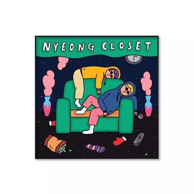 ins风卡通装饰画奶茶店咖啡厅背景墙挂画沙发海报卧室儿童房客厅