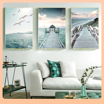 ⇗跨境海滩海洋装饰画风景海报墙艺术挂画椰树速卖通壁画民宿酒店