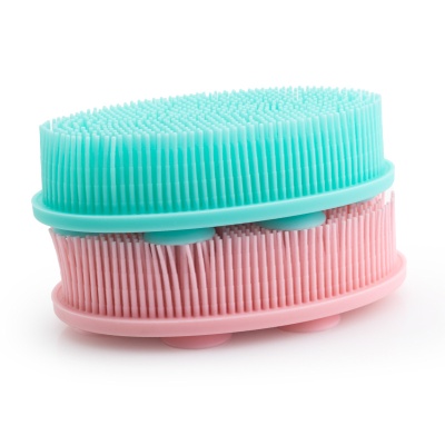 跨境爆款硅胶婴儿沐浴软刷带吸盘触觉训练宝宝按摩刷洗澡刷洗头刷