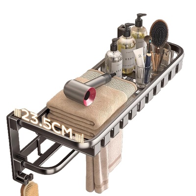 枪灰太空铝毛巾架浴巾架折叠免打孔卫生间洗手间浴室厕所置物架