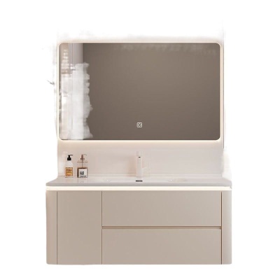2024新奶油风陶瓷一体盆浴室柜套装组合洗手台卫生间智能浴室柜