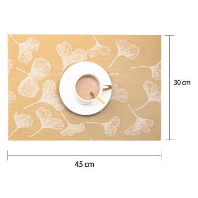 宁欣新中式银杏叶餐垫加密编织防水桌垫环保PVC隔热垫杯垫桌旗
