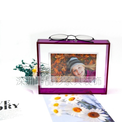 MS跨境亚克力悬浮装饰画框挂墙或台面展示磁吸悬浮亚克力相框