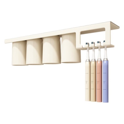 镜柜底磁吸式漱口杯一家四口倒扣壁挂儿童洗漱刷牙杯子牙刷置物架
