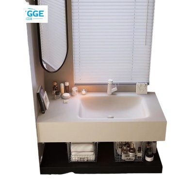 杜邦可丽耐一体盆轻奢简约风卫浴定制浴室柜组合洗手洗脸盆卫生间