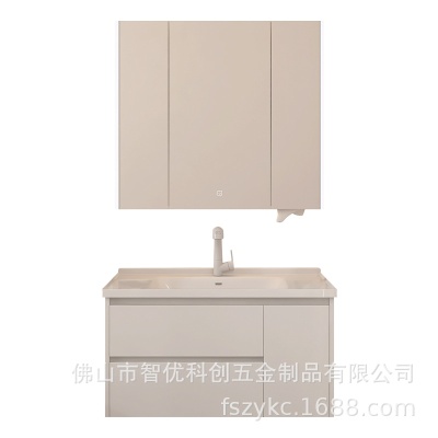 奶油风浴室柜陶瓷一体盆不锈钢洗脸柜防潮浴室镜柜洗漱台组合柜