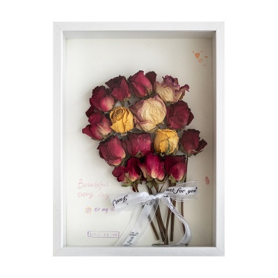 木质立体中空干花相框批发DIY手工创意永生花干玫瑰花展示画框架