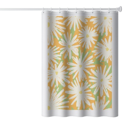 跨境热销涤纶防水浴帘代发北欧植物浴室帘送环套装淋浴帘浴室隔断