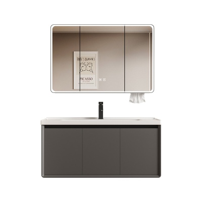 奶油风加厚蜂窝铝圆角浴室柜洗手盆柜组合卫生间洗漱台陶瓷一体盆