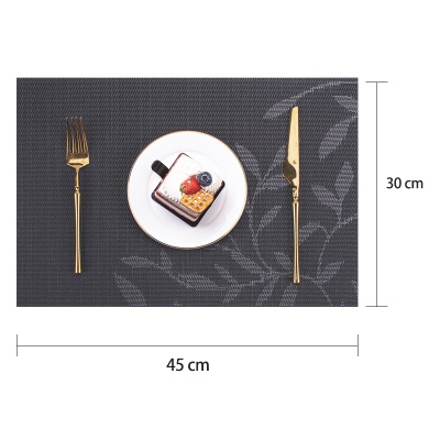 宁欣北欧风餐垫树叶提花西餐垫PVC桌垫隔热垫水洗耐用酒店西餐垫