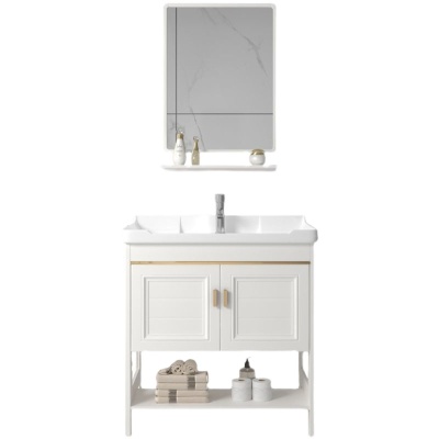 落地式洗手盆柜组合太空铝卫生间洗脸盆小户型浴室柜洗漱台池简易