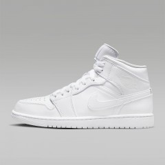 NIKE｜Air Jordan 1 Mid Triple White 耐吉 中筒運動鞋 (男款)-白