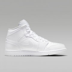 NIKE｜Air Jordan 1 Mid Triple White 耐吉 中筒運動鞋 (男款)-白