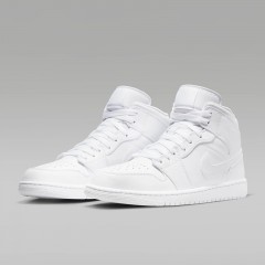 NIKE｜Air Jordan 1 Mid Triple White 耐吉 中筒運動鞋 (男款)-白